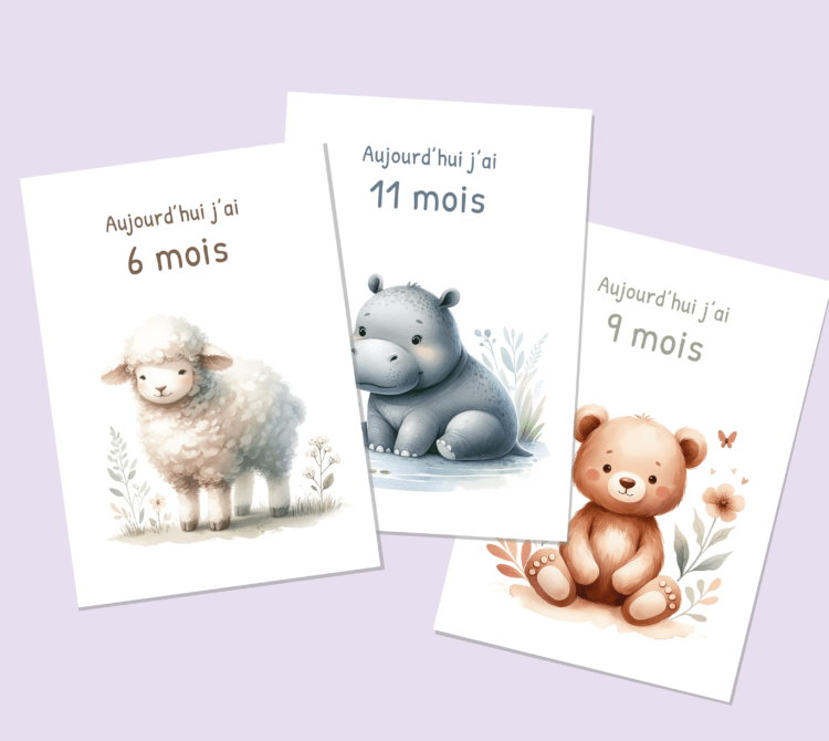 40 Cartes Étapes Bébé Pour Première Année | Cadeau Naissance | Boîte De Rangement Incluse